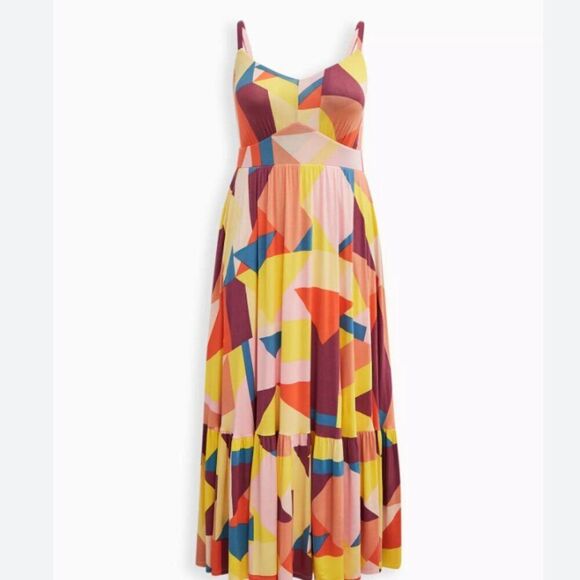 Torrid 5X Plus Maxi Dress Sleeveless Babydoll Artsy Geometric Resort Boho Vibe - Picture 11 of 11